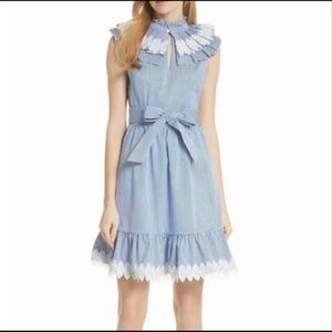 NWOT Ted Baker lace appliqué blue pinstripe dress (KIKKI)
